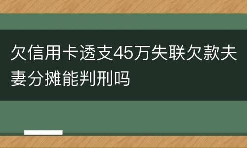 欠信用卡透支45万失联欠款夫妻分摊能判刑吗