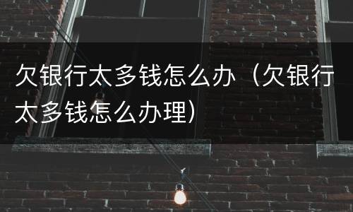 欠银行太多钱怎么办（欠银行太多钱怎么办理）