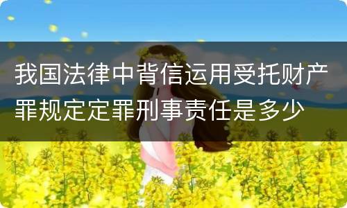 我国法律中背信运用受托财产罪规定定罪刑事责任是多少