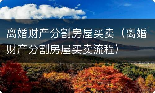 离婚财产分割房屋买卖（离婚财产分割房屋买卖流程）
