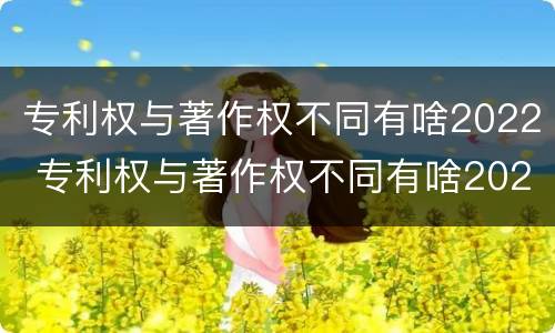 专利权与著作权不同有啥2022 专利权与著作权不同有啥2022年的规定