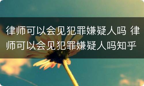 律师可以会见犯罪嫌疑人吗 律师可以会见犯罪嫌疑人吗知乎
