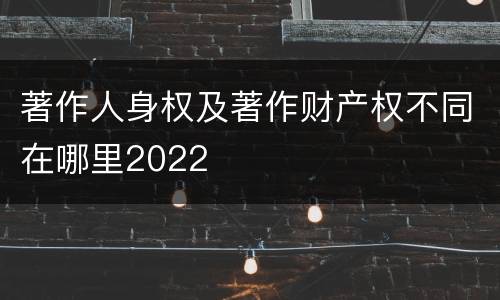 著作人身权及著作财产权不同在哪里2022