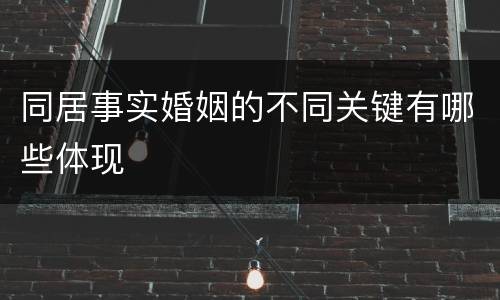 同居事实婚姻的不同关键有哪些体现