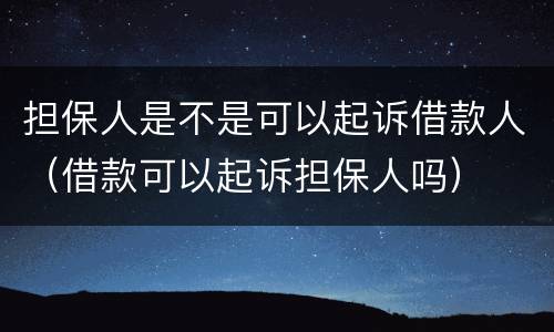 担保人是不是可以起诉借款人（借款可以起诉担保人吗）