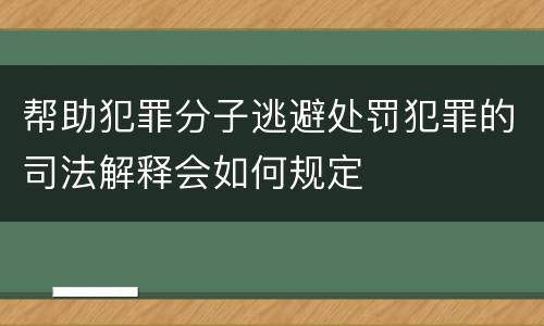 帮助犯罪分子逃避处罚犯罪的司法解释会如何规定
