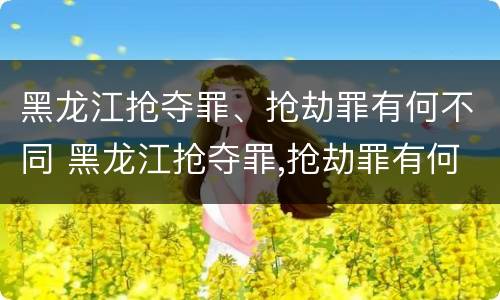 黑龙江抢夺罪、抢劫罪有何不同 黑龙江抢夺罪,抢劫罪有何不同案例