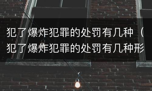 犯了爆炸犯罪的处罚有几种（犯了爆炸犯罪的处罚有几种形式）