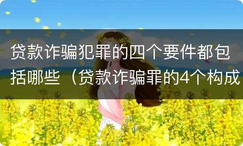 贷款诈骗犯罪的四个要件都包括哪些（贷款诈骗罪的4个构成要件）