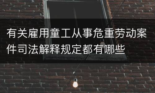 有关雇用童工从事危重劳动案件司法解释规定都有哪些