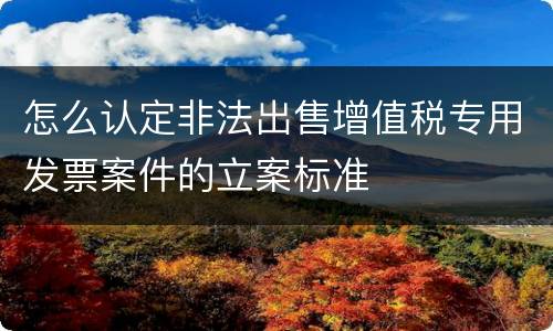 怎么认定非法出售增值税专用发票案件的立案标准