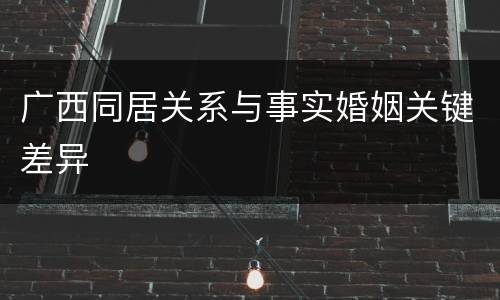 广西同居关系与事实婚姻关键差异