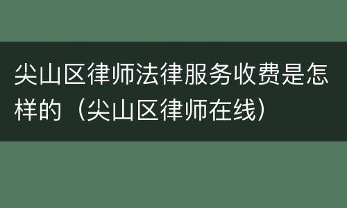尖山区律师法律服务收费是怎样的（尖山区律师在线）