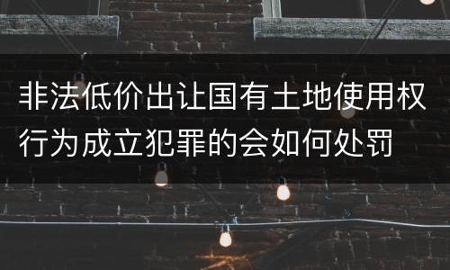 非法低价出让国有土地使用权行为成立犯罪的会如何处罚