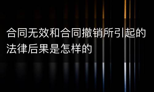 合同无效和合同撤销所引起的法律后果是怎样的
