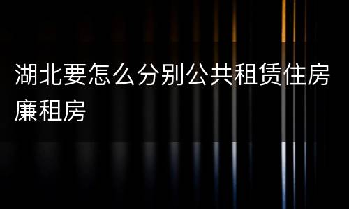 湖北要怎么分别公共租赁住房廉租房