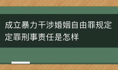 成立暴力干涉婚姻自由罪规定定罪刑事责任是怎样