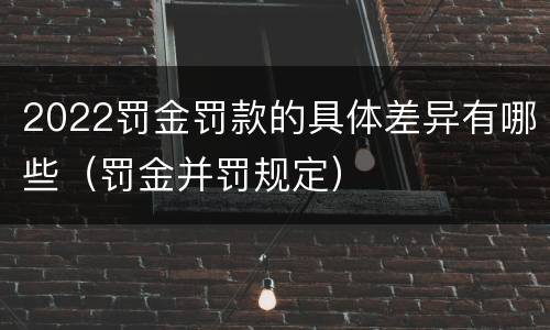 2022罚金罚款的具体差异有哪些（罚金并罚规定）