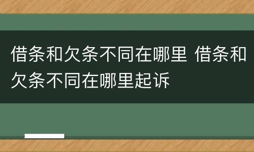 借条和欠条不同在哪里 借条和欠条不同在哪里起诉