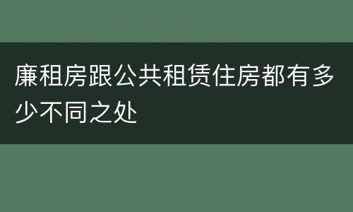 廉租房跟公共租赁住房都有多少不同之处