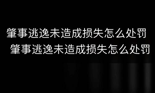 肇事逃逸未造成损失怎么处罚 肇事逃逸未造成损失怎么处罚的