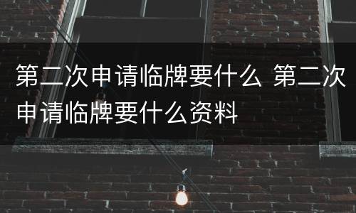 第二次申请临牌要什么 第二次申请临牌要什么资料