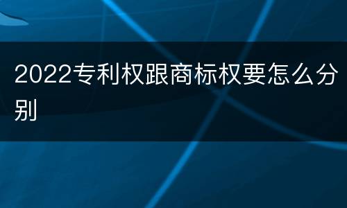 2022专利权跟商标权要怎么分别