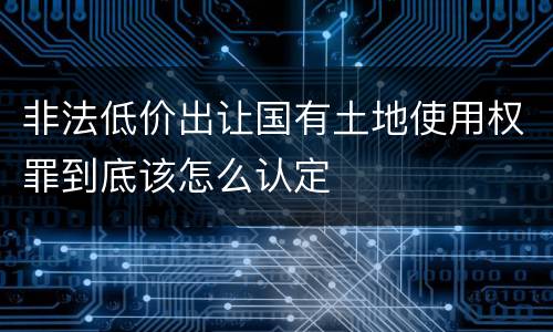 非法低价出让国有土地使用权罪到底该怎么认定