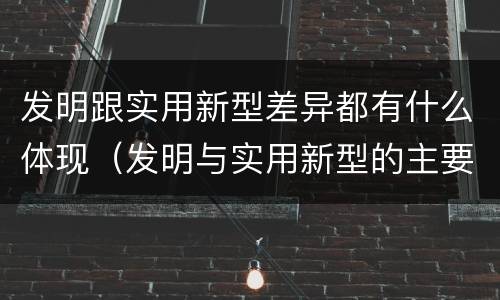 发明跟实用新型差异都有什么体现（发明与实用新型的主要区别）