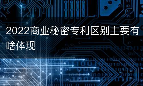 2022商业秘密专利区别主要有啥体现