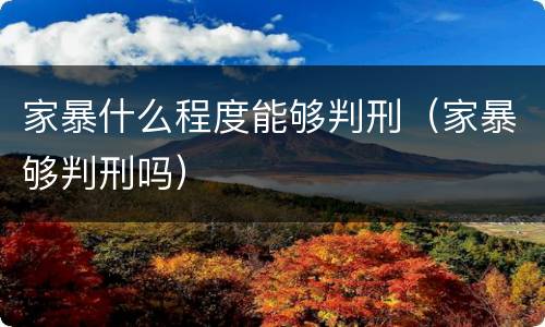 家暴什么程度能够判刑（家暴够判刑吗）