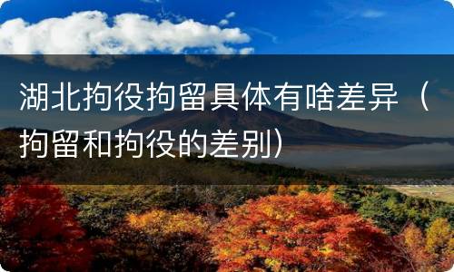 湖北拘役拘留具体有啥差异(拘留和拘役的差别)