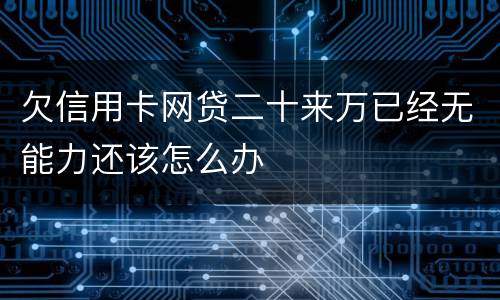 欠信用卡网贷二十来万已经无能力还该怎么办