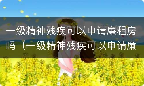 一级精神残疾可以申请廉租房吗（一级精神残疾可以申请廉租房吗北京）