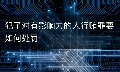 犯了对有影响力的人行贿罪要如何处罚