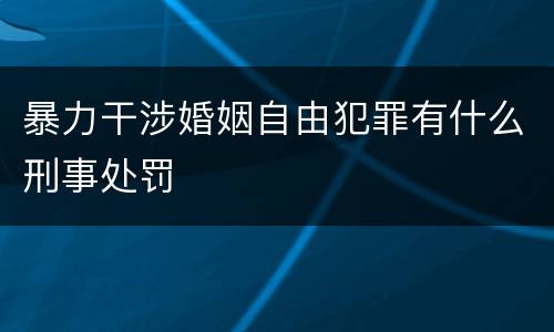 暴力干涉婚姻自由犯罪有什么刑事处罚