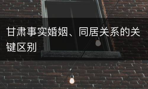 甘肃事实婚姻、同居关系的关键区别