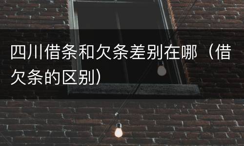 四川借条和欠条差别在哪（借欠条的区别）