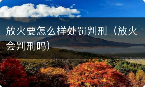 放火要怎么样处罚判刑（放火会判刑吗）