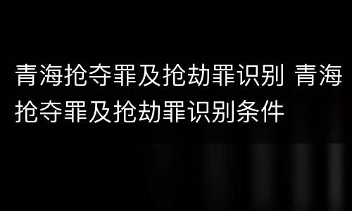 青海抢夺罪及抢劫罪识别 青海抢夺罪及抢劫罪识别条件