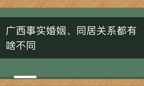 广西事实婚姻、同居关系都有啥不同