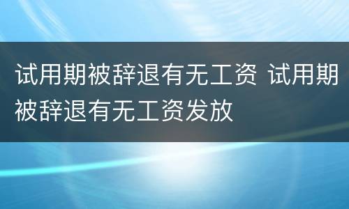 试用期被辞退有无工资 试用期被辞退有无工资发放