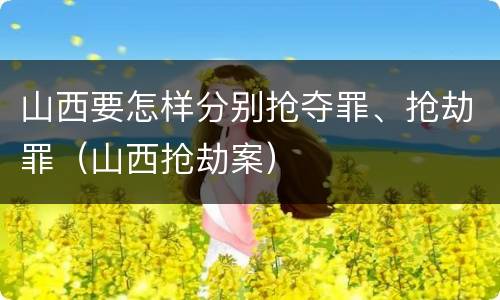 山西要怎样分别抢夺罪、抢劫罪（山西抢劫案）
