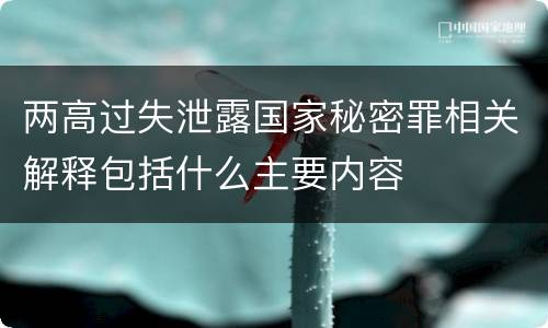 两高过失泄露国家秘密罪相关解释包括什么主要内容