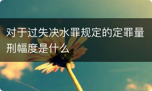 对于过失决水罪规定的定罪量刑幅度是什么