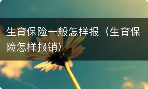 生育保险一般怎样报（生育保险怎样报销）