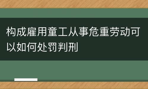 构成雇用童工从事危重劳动可以如何处罚判刑