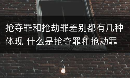 抢夺罪和抢劫罪差别都有几种体现 什么是抢夺罪和抢劫罪