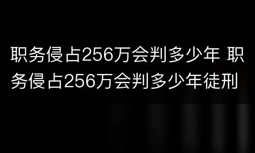 职务侵占256万会判多少年 职务侵占256万会判多少年徒刑