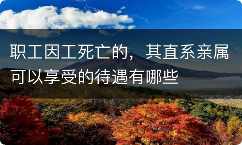 职工因工死亡的，其直系亲属可以享受的待遇有哪些